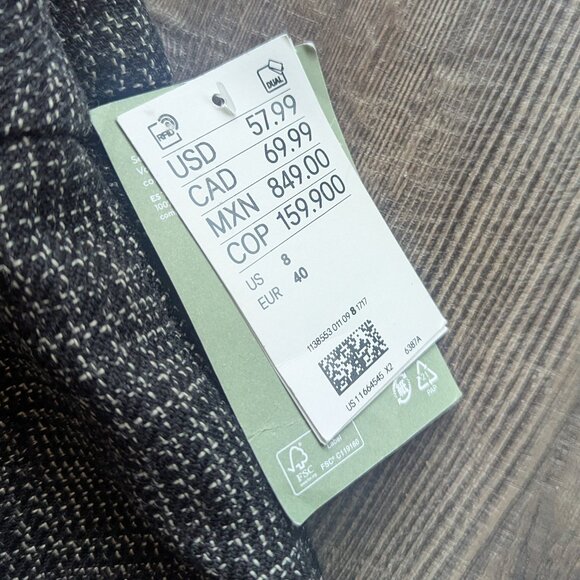 NWT H&M Women's Straight Leg Loose Fit Dress Pants in Black Melange Woven 8 - Picture 4 of 7